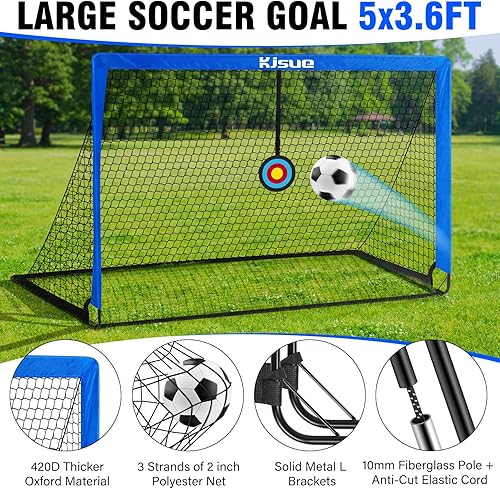 Miniatura 3 de Kids Soccer Goal, Soccer Goals for Backyard Set of 2, 5x3.6ft Portable Soccer Goal Pop Up Soccer Net Training Equipment with Targets for Kids Age