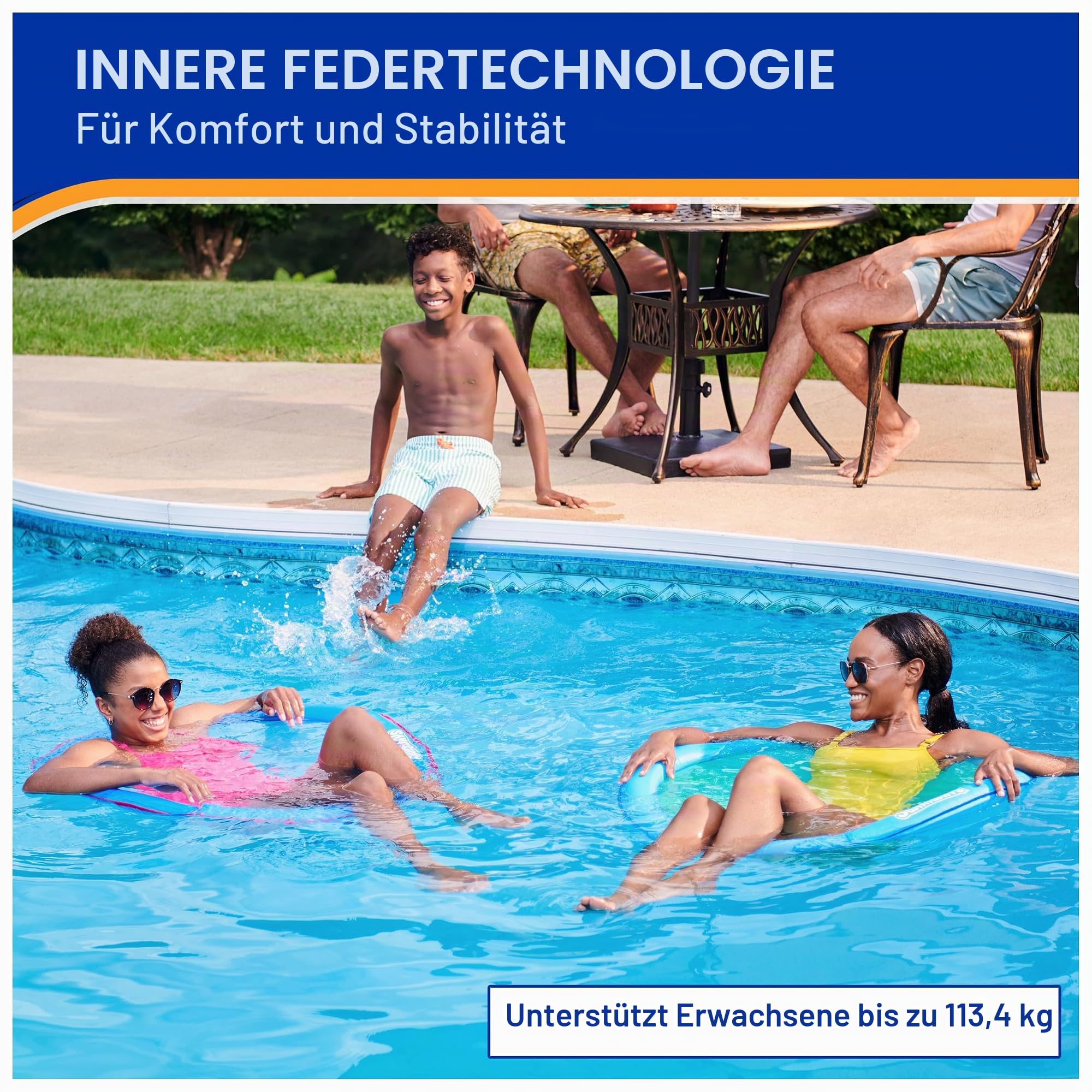 SwimWays Spring Float Papasan Pool Liege für Schwimmbad, Aufblasbare Poolschwimmer Erwachsene mit Schneller Inflation ab 15 Jahren