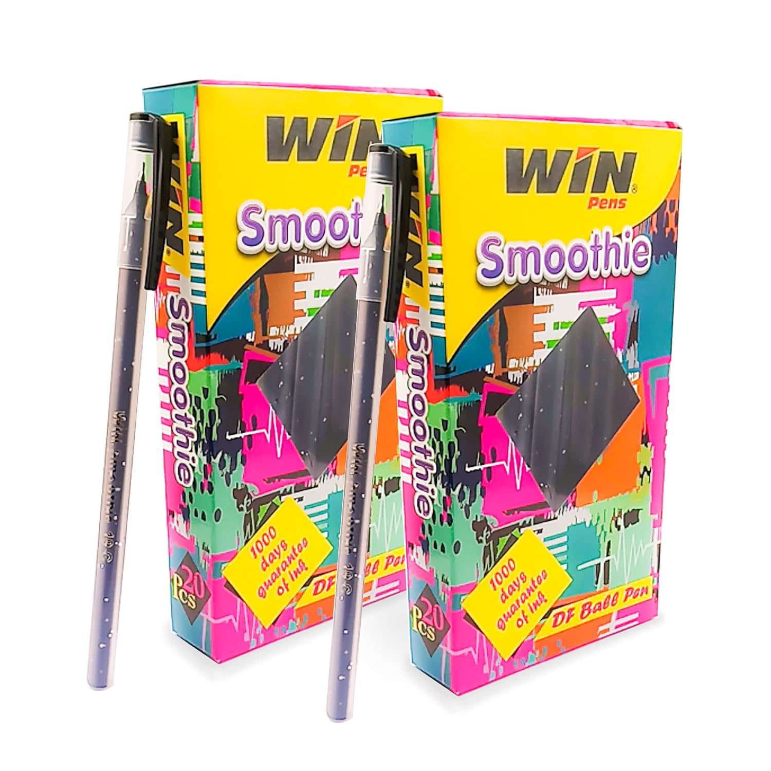 WIN Smoothie 40Pcs Black Pens Lightweight and Colourful Sparkle Body