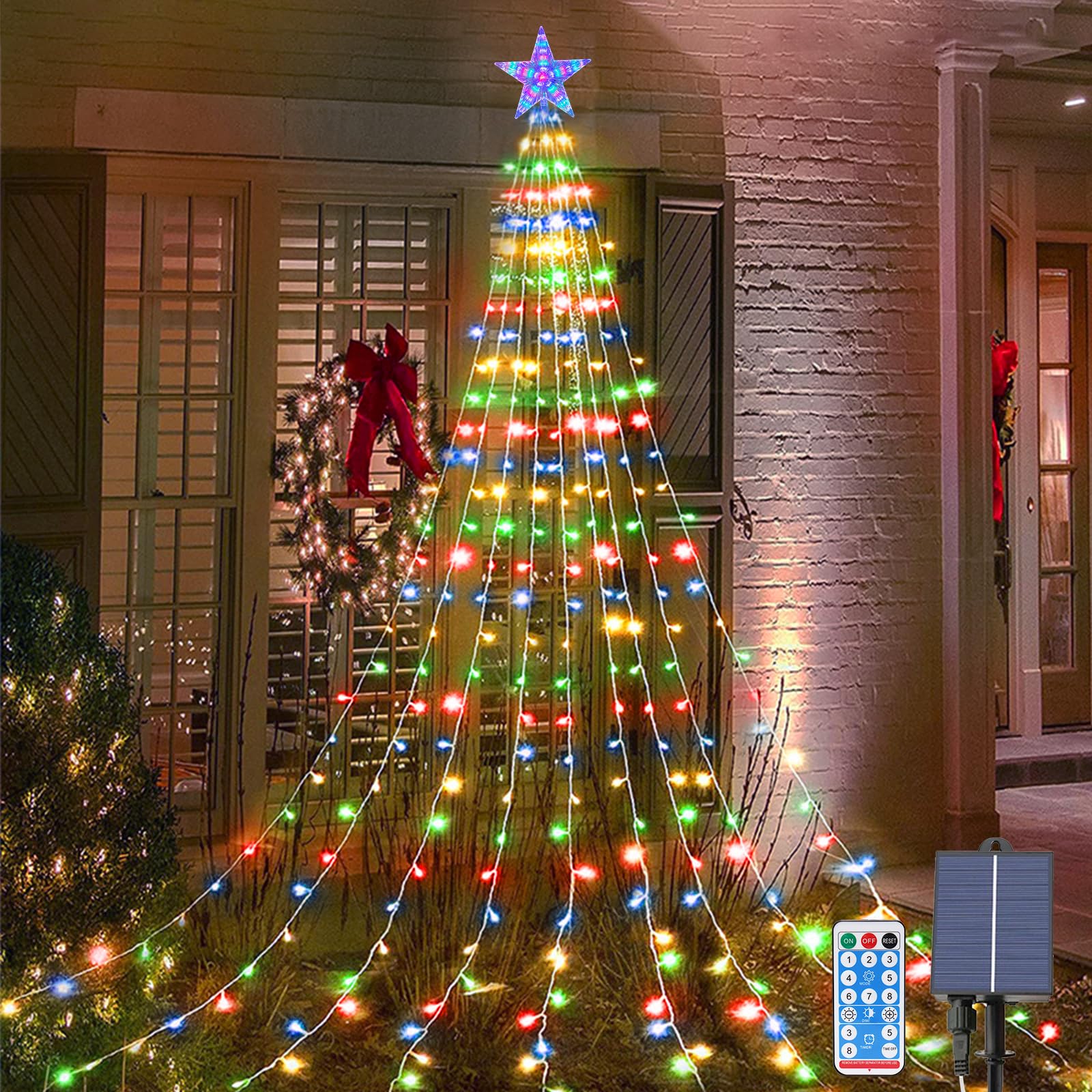Weihnachtsbaum-Lichterkette – 2 M, 400 LEDs, 20 Stränge, Warmweiß, 8 Modi, IP44/65, Mit Stern, Für Innen & Außen