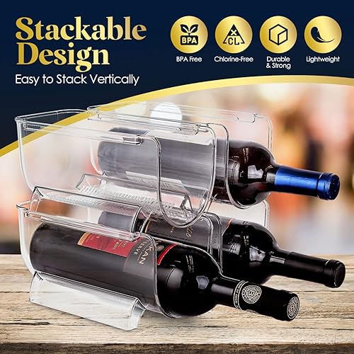 Miniatura 2 de Homeries Organizador de botellas de vino y agua, estante apilable para encimeras de cocina, mesa, despensa, refrigerador, bares, acrílico, estante