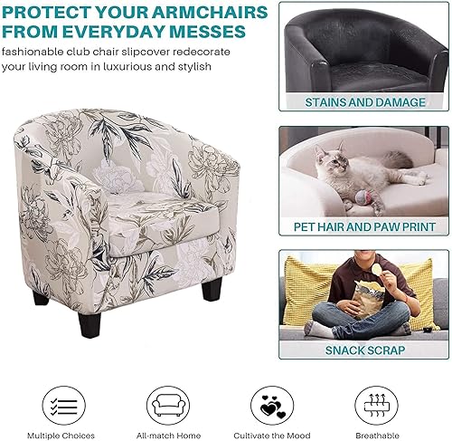 Miniatura 5 de NILUOH Funda para silla de club, 2 piezas, con funda de cojín, funda para silla de barril, protector de muebles para sala de estar, suave,