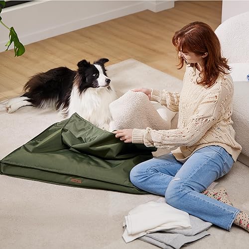 Miniatura 2 de LE SURE Funda impermeable de repuesto para cama de perro, lavable, tamaño XL para alfombrilla de mascotas, 44 x 32 x 3 pulgadas, color verde
