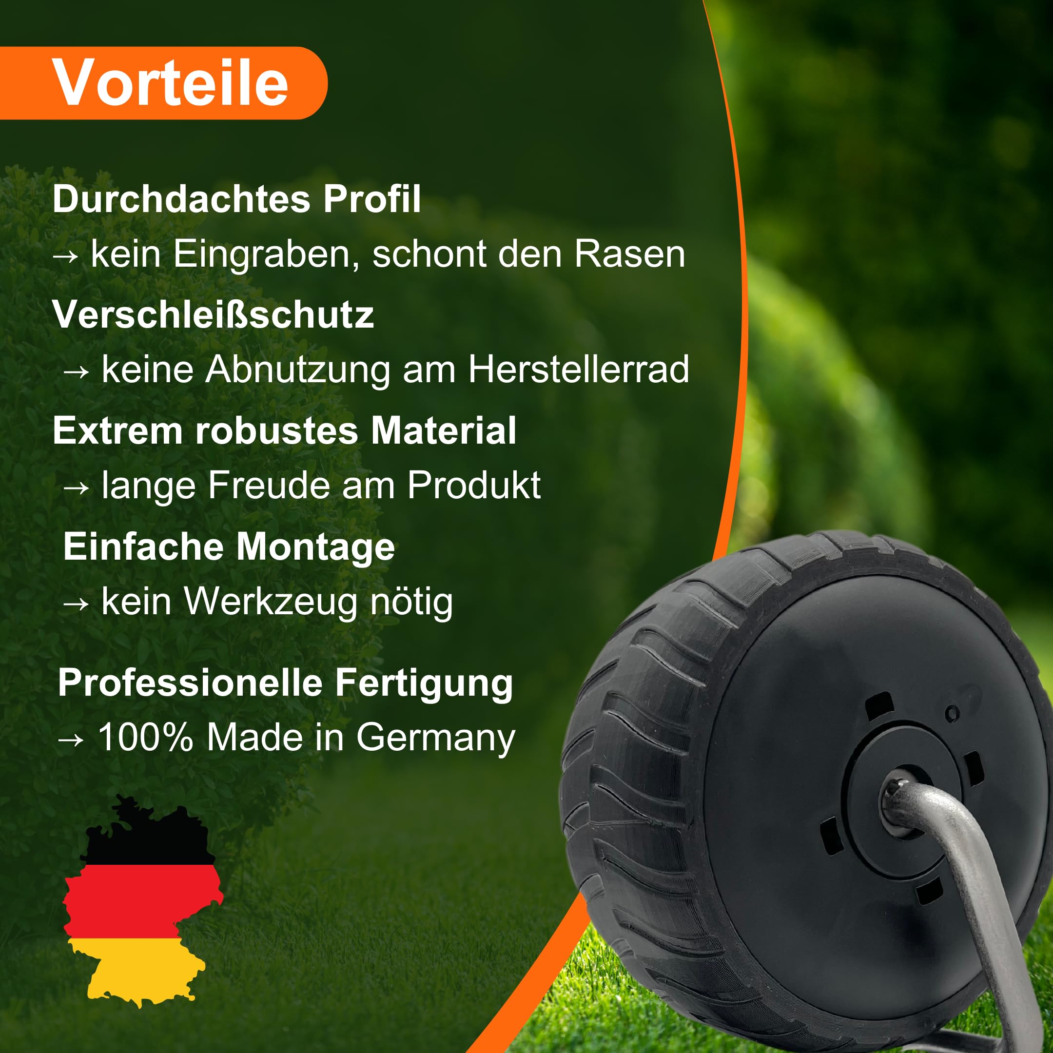 2 protezioni per ruota compatibili con Worx Landroid L1500, L2000, WR155E, WR153E, rivestimento per ruota anteriore, profilo robusto tuning, miglioramento della trazione, prodotto in Germania