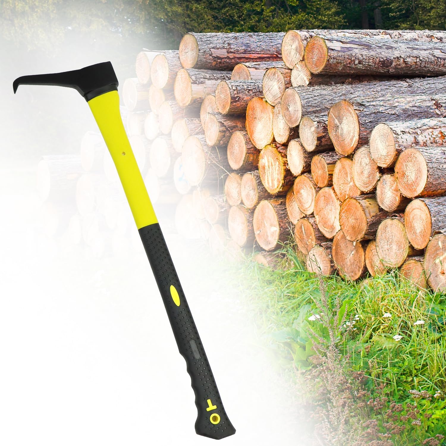 QWORK 28-Inch Professional Hookaroon with Forged Carbon Steel Spike and Ergonomic Fiber-Glass Handle, Durable, Anti-Slip Grip for Wood Moving and Splitting