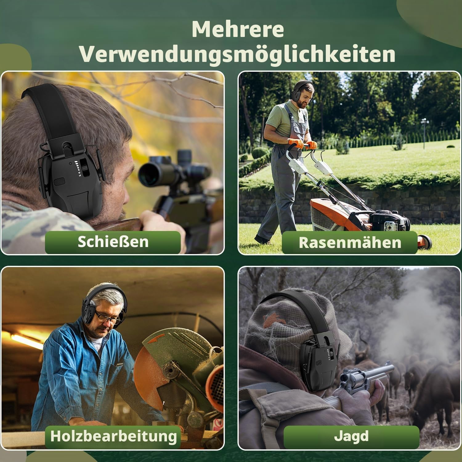 Dr.meter Elektronischer Gehörschutz, Wiederaufladbar Aktiver Gehörschutz Faltbar SNR 30dB mit Aktiver Geräuschunterdrückung & 4-fach Soundverstärkung für Jagd und Schießsport - Schwarz