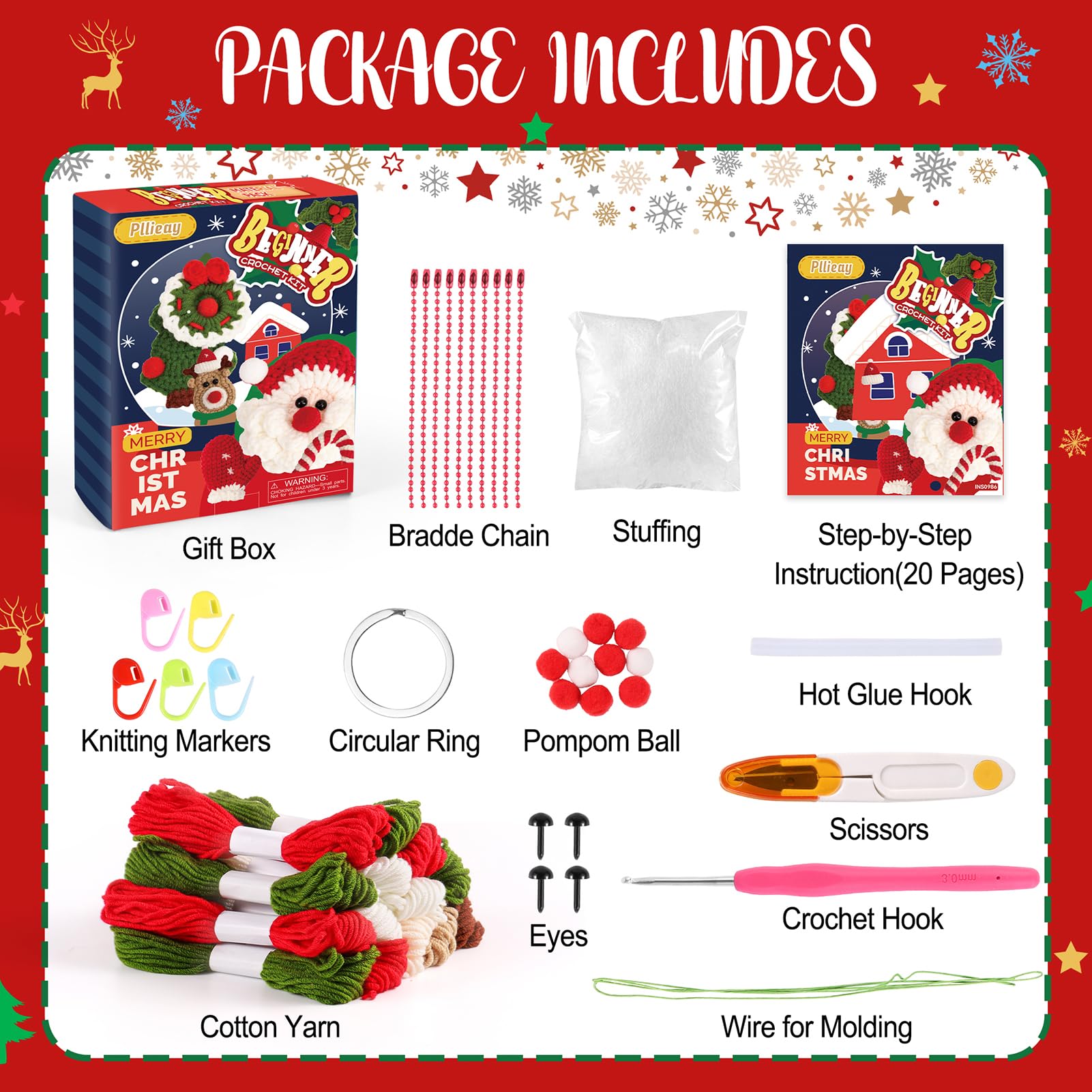 Beginner Crochet Christmas Kit - Easy DIY Craft -3
