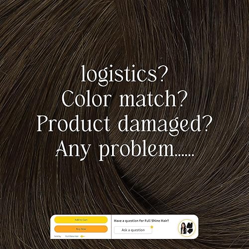 Miniatura 4 de Full Shine - Extensiones de clip de cabello humano Remy - Extensiones invisibles doble capa - Castaño oscuro - 7piezas, 20pulgadas, 4.2onzas