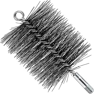 4 Inch Chimney Cleaning Brush Stainless Steel Wire Sweep Kit, Double Spiral Round Flue Pipe Duct Rust Removal Tool, Fireplace Burning Stove Pipes Cleaner Accessories for Dryer Tent Pipe Chimney Boiler