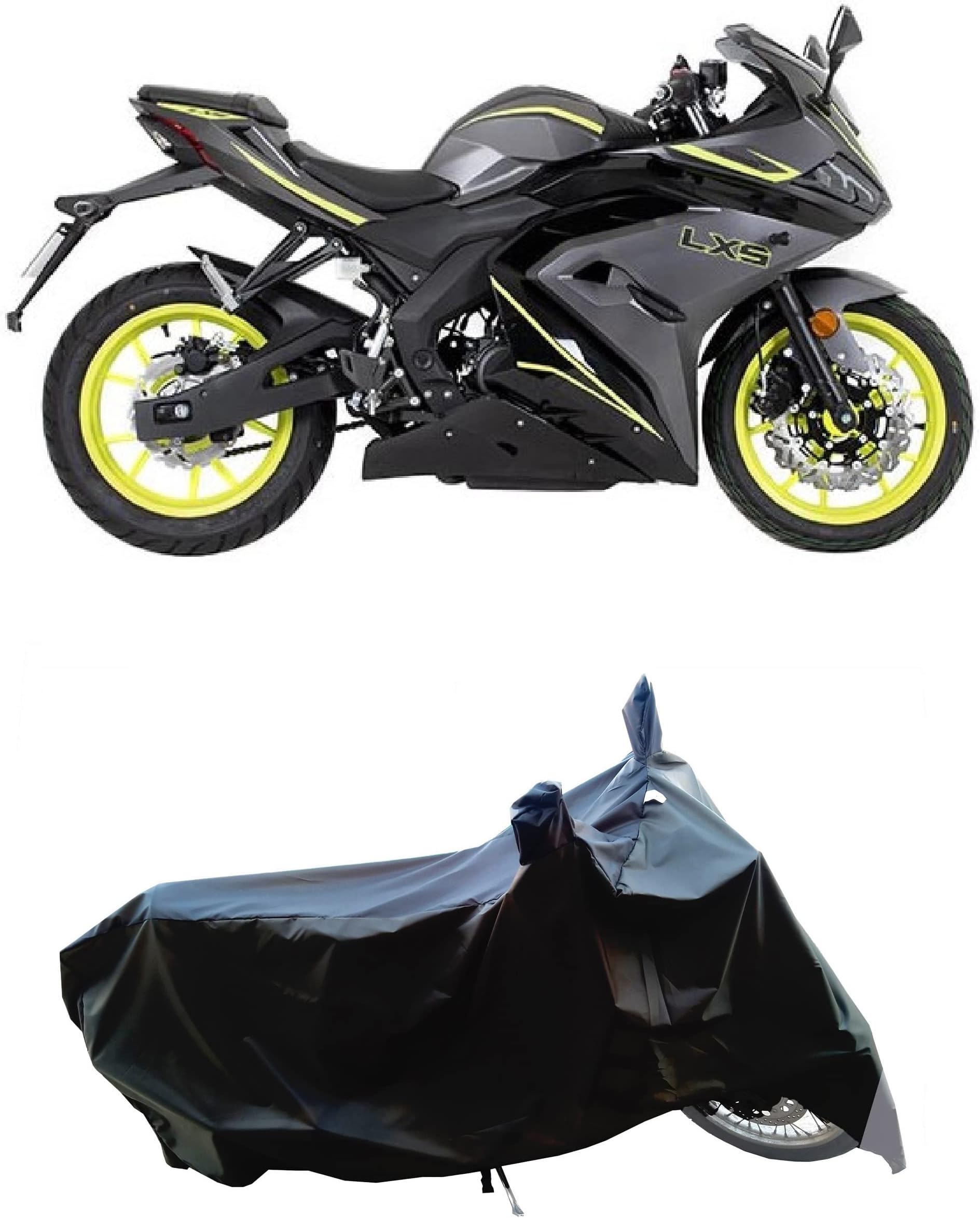 Bike Body Cover for Lexmoto LXS 125 UV Protection & Water Resistance 190 T Fabric (Grey Patta)