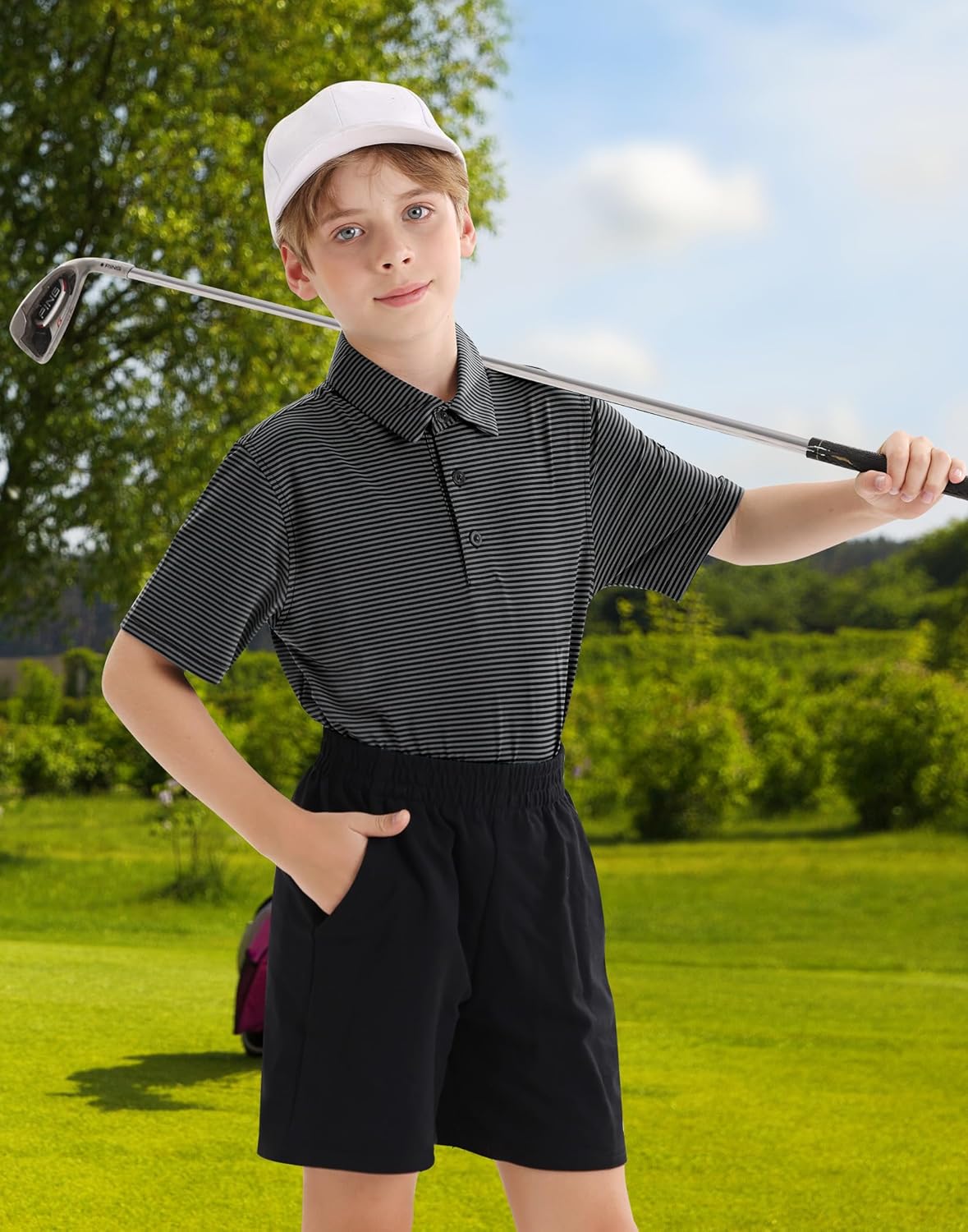 Polo Shirts for Boys Golf Polo Shirt Short Sleeve Boys Performance Polo Dry Fit Stretch Collared UPF50+ Kids Golf Shirts - Image 6