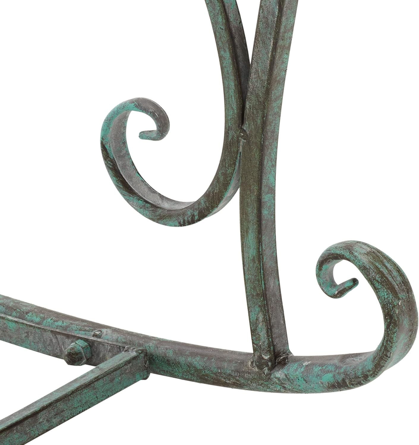 SAFAVIEH Outdoor Collection Medrano Victorian Antique Dark Green Wrought Iron Rocking Chair