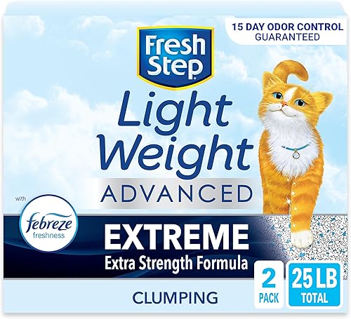 Fresh Step Arena para gatos, avanzada, control de olores extremos, extragrande, 25 libras en total, (paquete de 2 cajas de 12.5 libras)