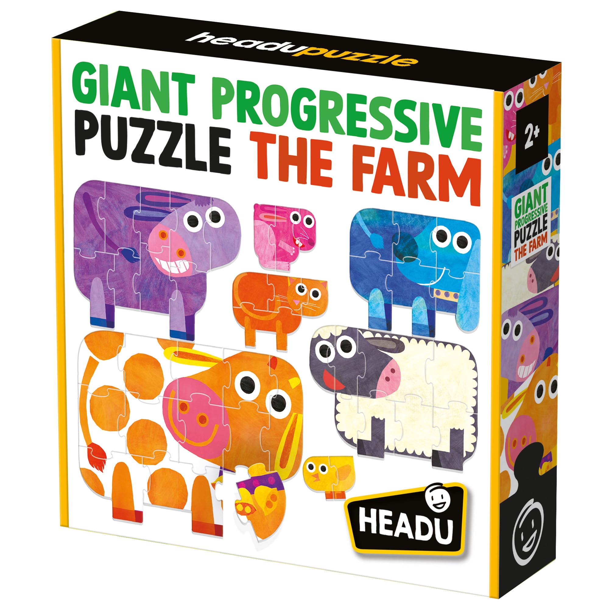 HEADU Giant Progressive Jigsaw Puzzle The Farm, Farm Puzzle, Farm Jigsaw, Educational Games, Ages 2+ Years, Learn Farm Animals