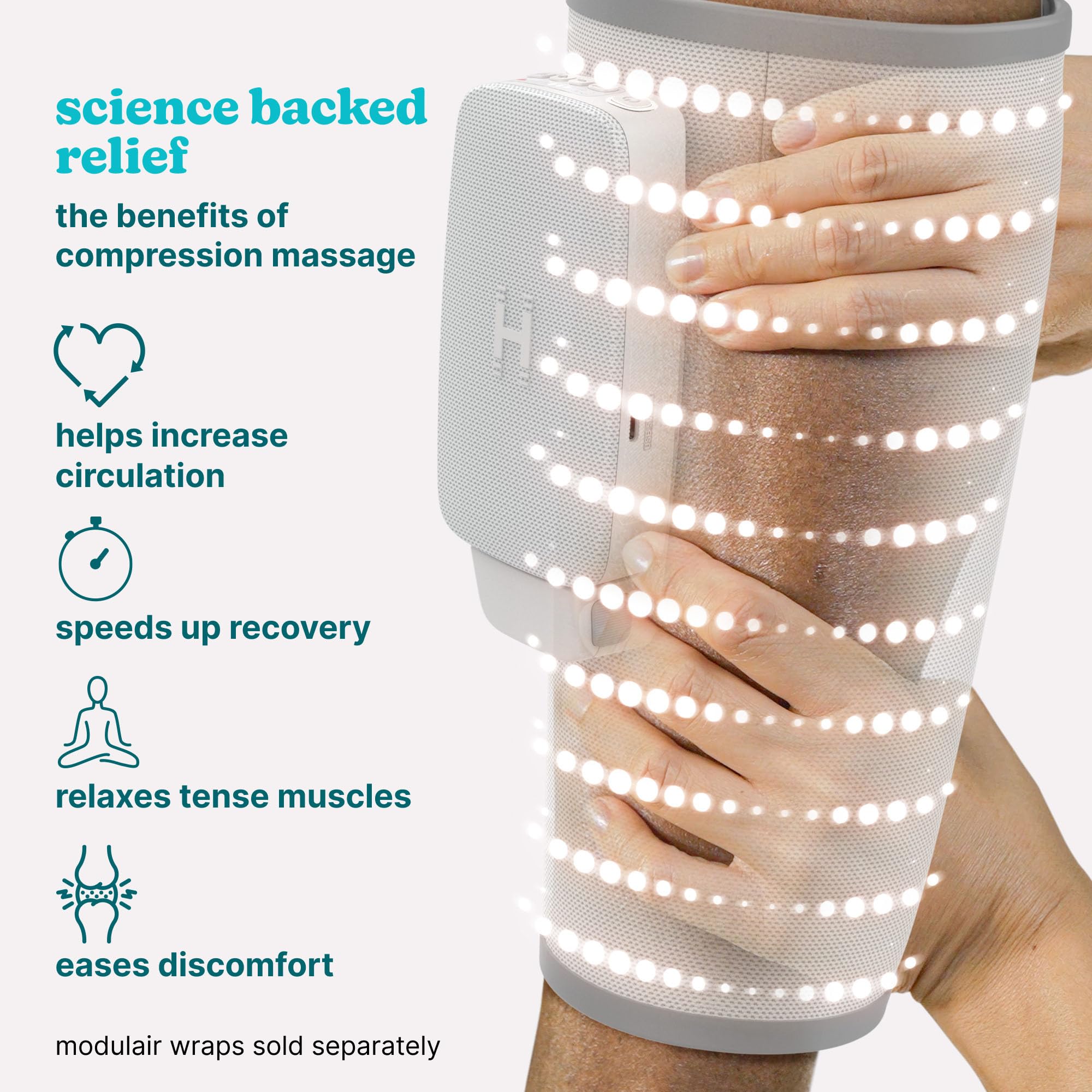 HoMedics Modulair Compression Controller - Modulo Controller con Massaggio a Compressione e Calore Regolabile per Sollievo dal Dolore, Circolazione Sanguigna e Recupero Muscolare, 5 Ore di Autonomia