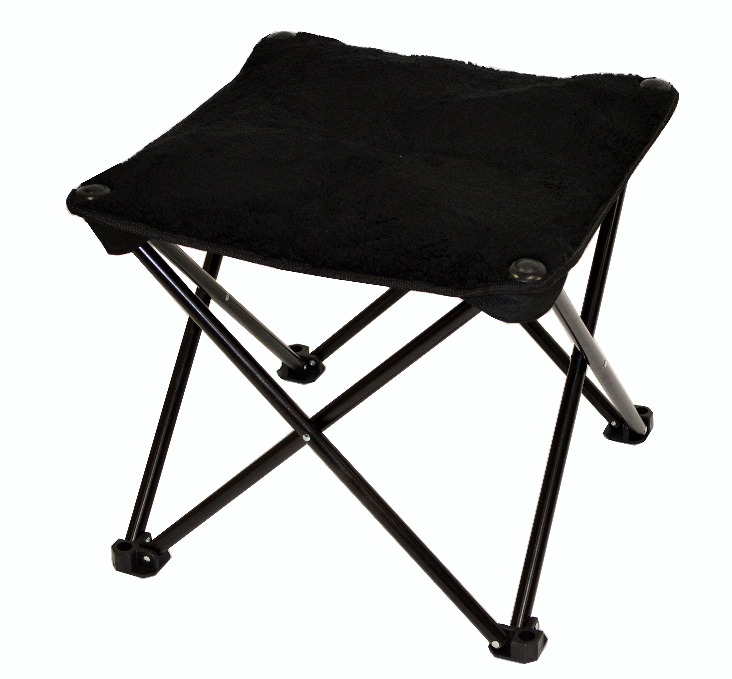 Square Ottoman in Sherpa Fur (Black)