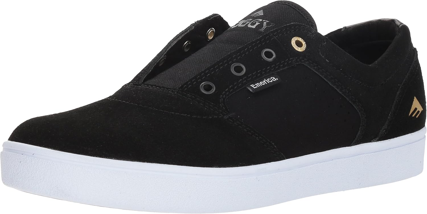 Emerica Men's FIGGY DOSE Skate Shoe, Black/White/Gold, 5 Medium US