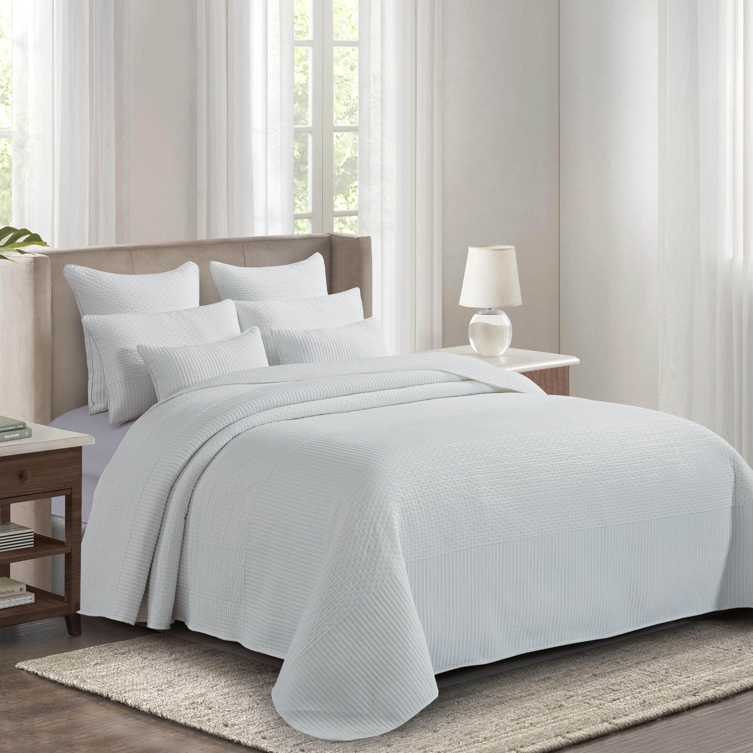 Colcha Jacquard Cama 90 (180x270) Moderna y Ligera - 100% Microfibra Extrasuave – Cubrecama Transpirable Ideal para Verano y Entretiempo con 1 Funda de Almohada (50x70) (Astana)