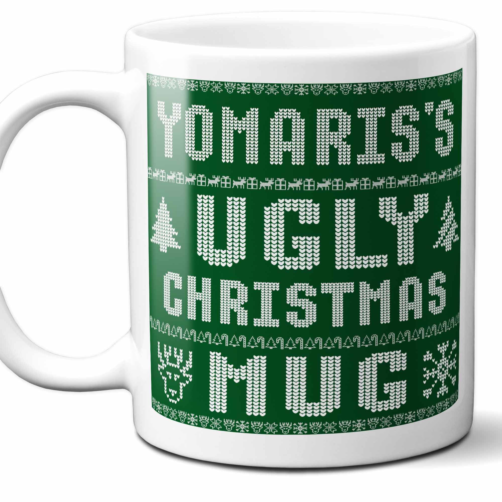 Yomaris Name Christmas Gift. Personalized Ugly Christmas Sweater Coffee Mug. Funny Custom Xmas Gift, Stocking Stuffer For Friends, Coworkers And Person Who Has Everything. 11 Ounces.