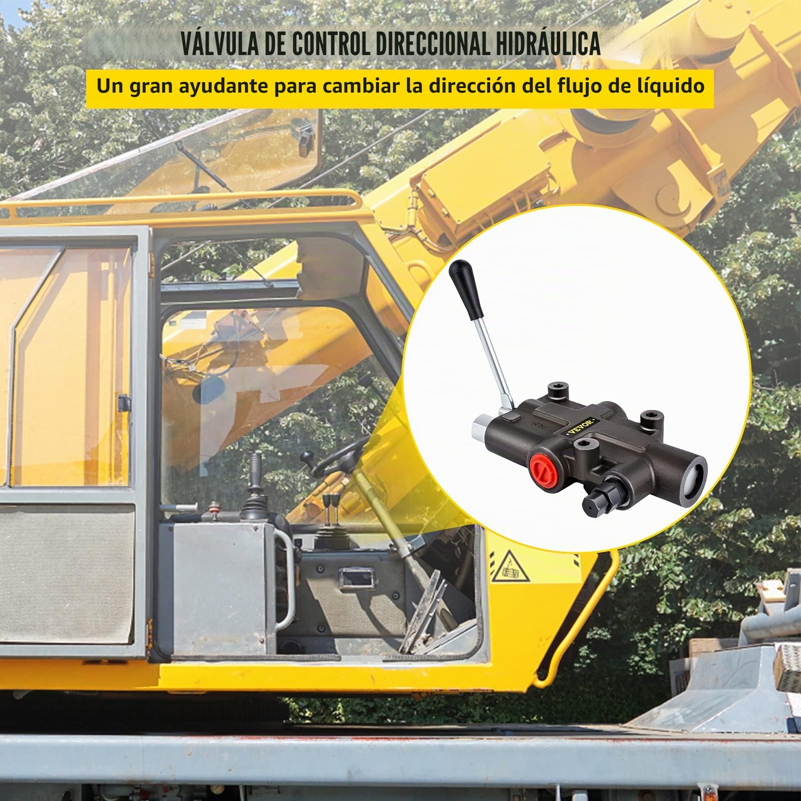 VEVOR Válvula de control direccional hidráulica 1 carrete, válvula de carrete hidráulica 21 GPM 3625 PSI, válvula direccional hidráulica, válvula de retención/descarga, para tractores, cargadores