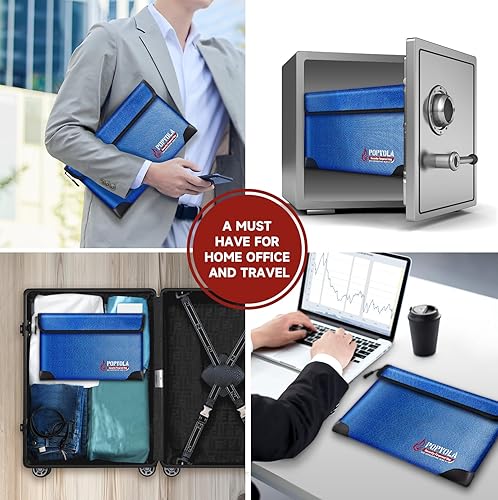 Miniatura 7 de POPYOLA Bolsa de documentos ignífuga, mejorada 5200F bolsa ignífuga con aislamiento térmico, bolsa impermeable de 12 x 8.3 pulgadas para dinero en