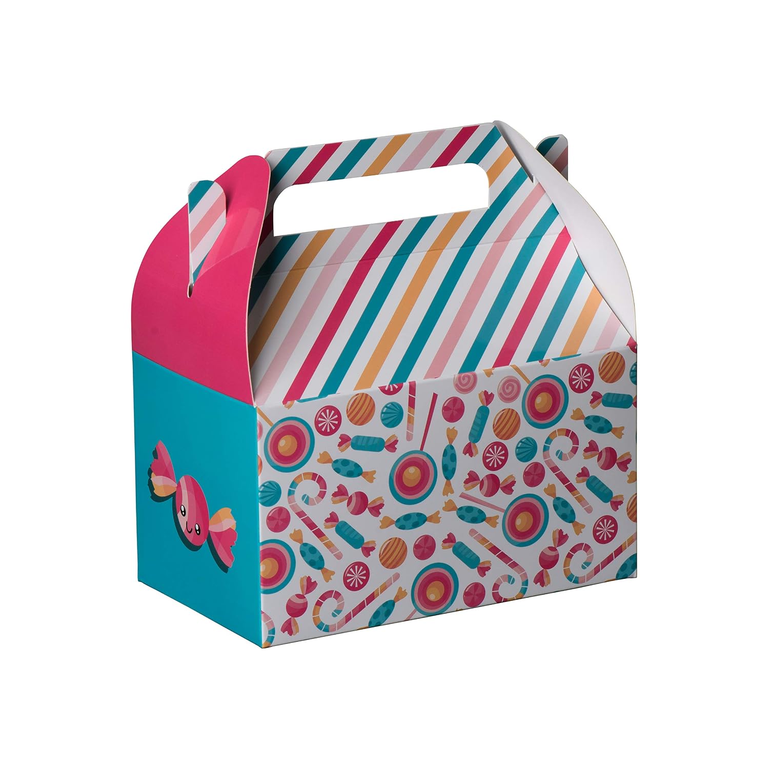 Hammont Paper Treat Boxes - (10 Pack) - Party Favors Treat Container Cookie Boxes Cute Designs Perfect for Parties and Celebrations 6.25" x 3.75" x 3.5" (Candy)