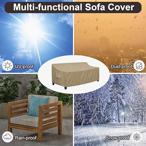 Miniatura 6 de PureFit Funda impermeable para sofá de exterior, funda para muebles de sofá de patio, funda de 3 plazas para exteriores con ventilación de aire y