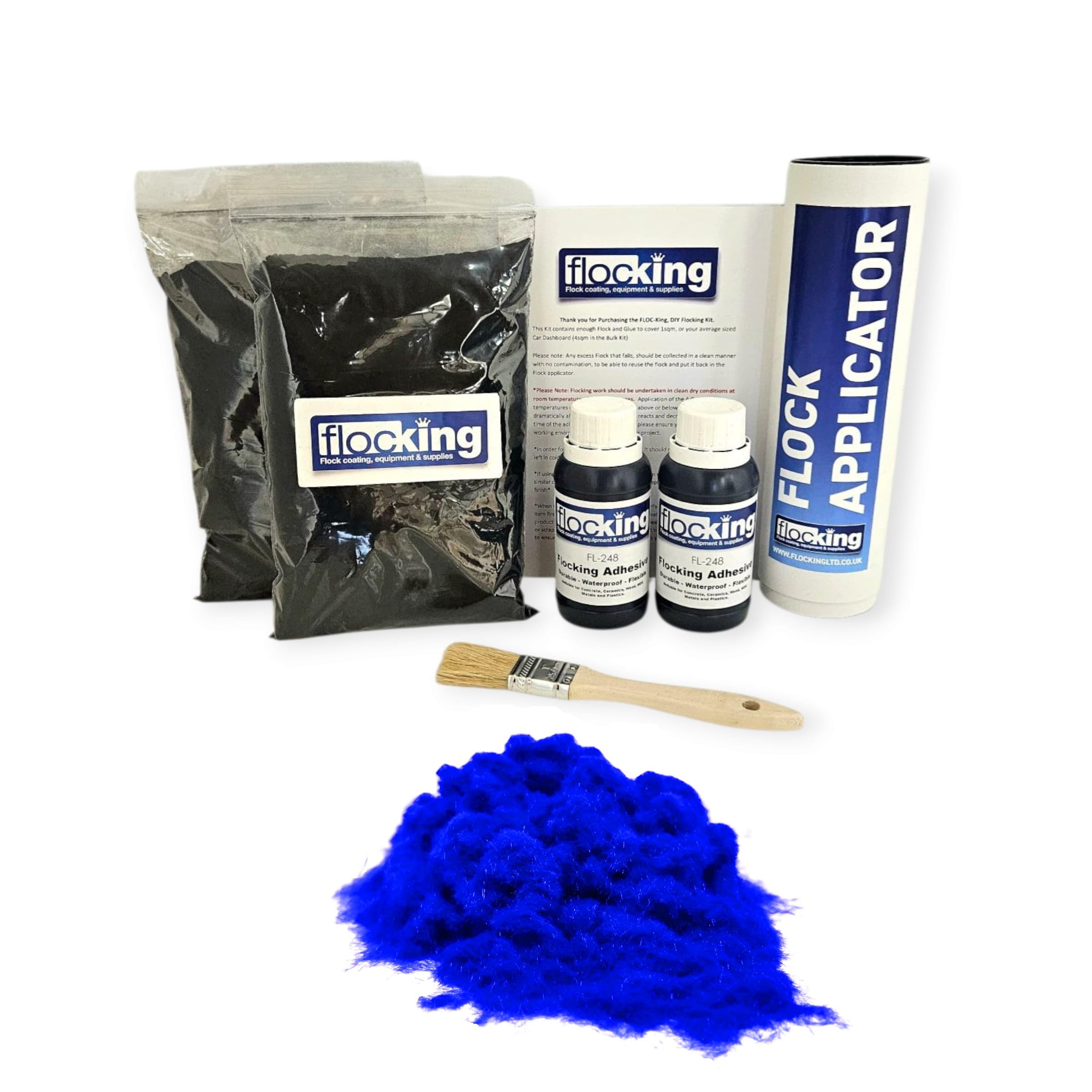 DIY Flock Kit Twin Pack - Flocking Powder - Flocking Adhesive (Electric Blue) — image 1
