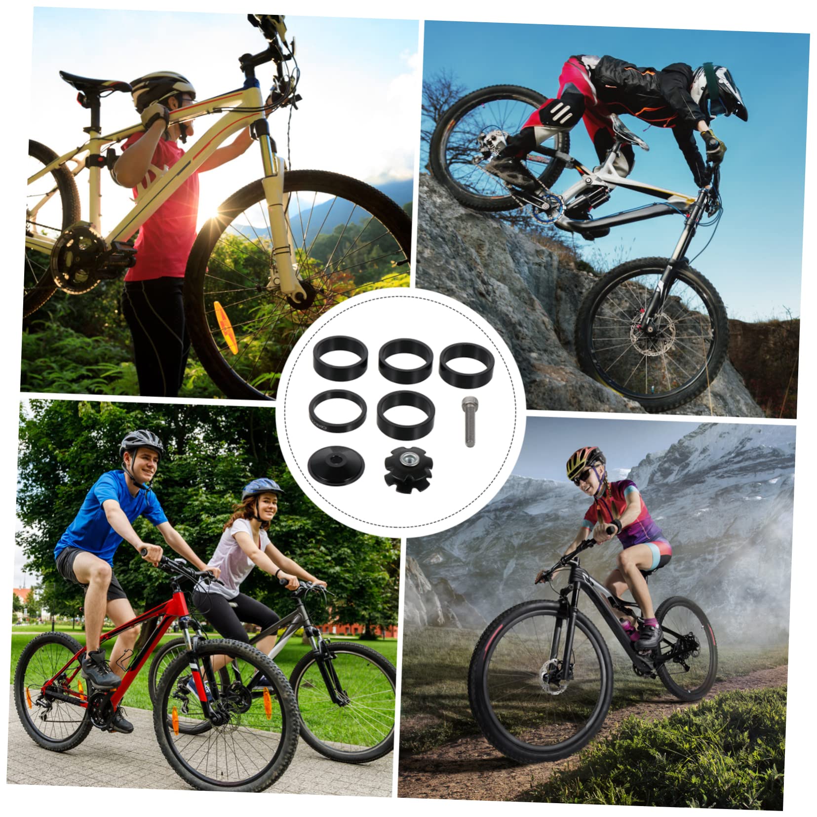 ibasenice 3sets Bike Front Fork Spacer Gasket Kit Height Cycling Accessory for Enhanced Riding Reusable Setting Sunflower Set