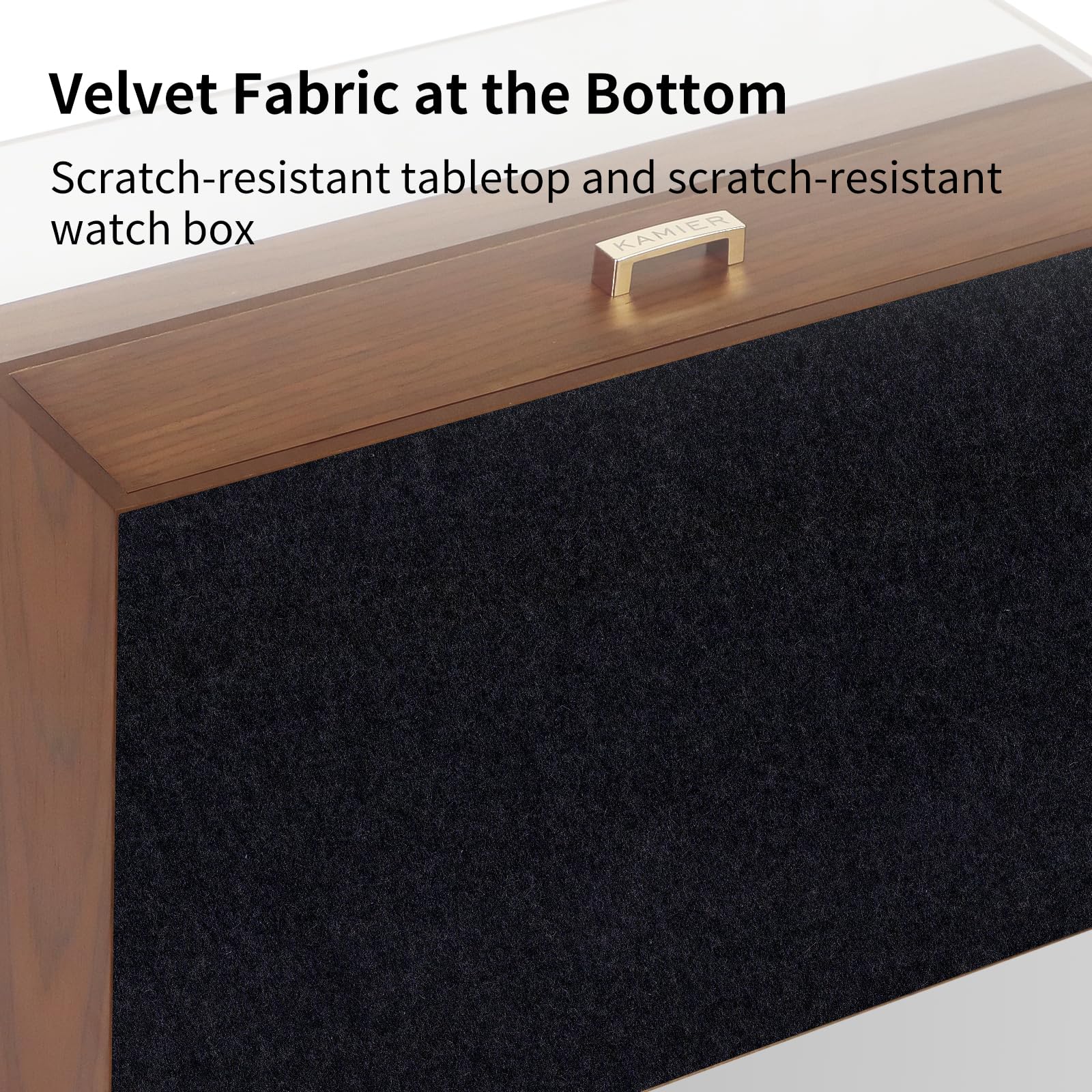 KAMIER Uhrenbox 10 Uhren für Herren, Holz Uhren Box mit Schmuckkasten, 2 Stöckige Uhrenaufbewahrungsbox mit Schublade für Ringe, Sonnenbrillen, Elegantes Geschenk für Männer und Frauen– Walnuss