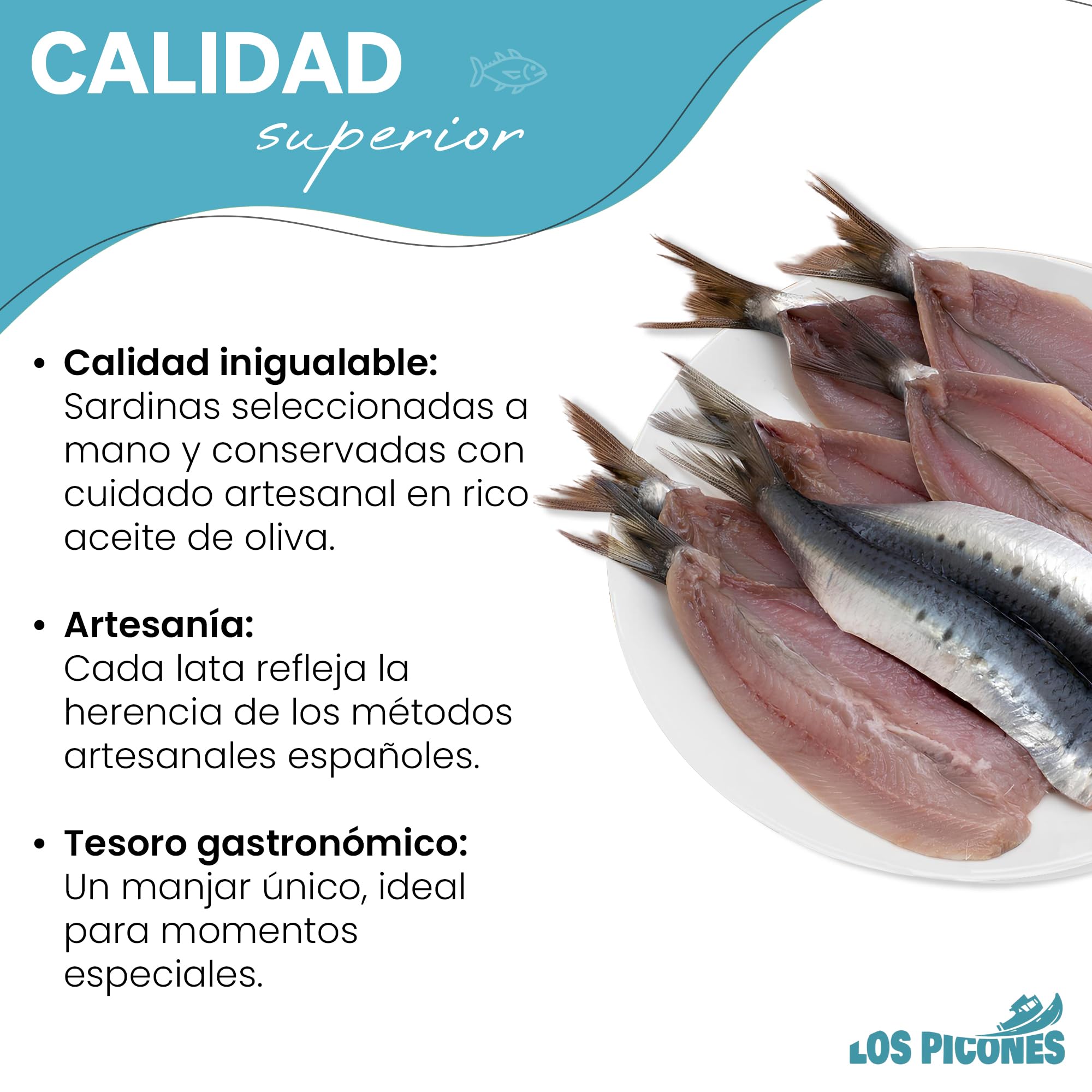 Los Picones Gourmet Sardinas Ahumadas en Aceite de Oliva Pack 3 Latas 115g