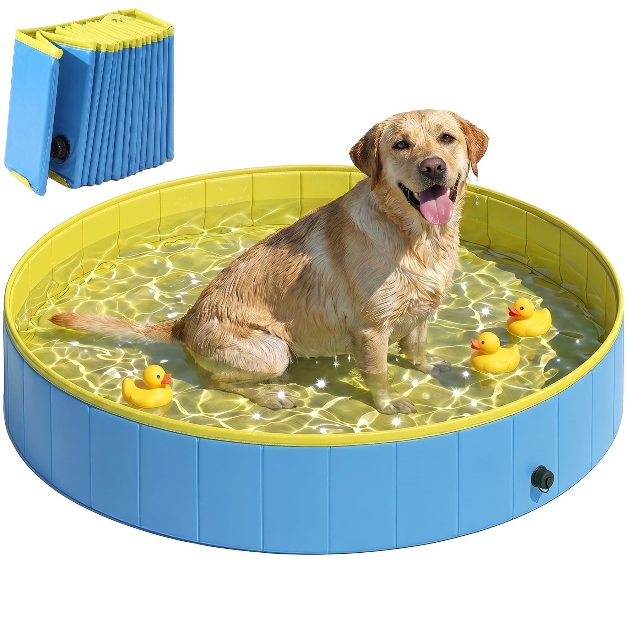 Pawhut Blue Dog Pool Dog Bath Tub Dog Paddling Pool In | Size: 162Cm