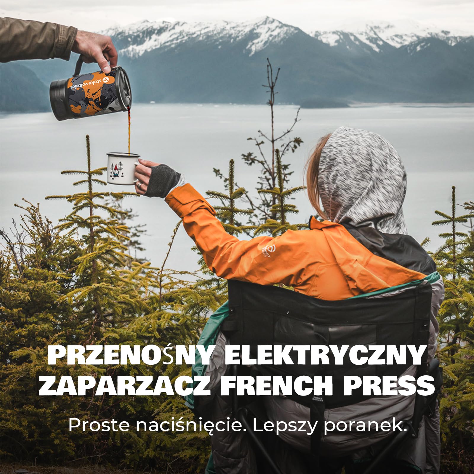 Elektryczny ekspres do kawy French Press, 240V czajnik i zaparzacz 2 w 1, przenośny design do podróży i biwaku, gotowy napar w 6 minut