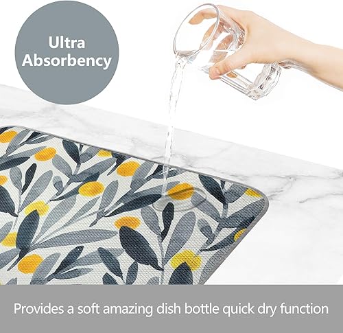 Miniatura 3 de SHIYUE Tapete de secado de platos para encimera de cocina, súper absorbente, decoración de cocina de primavera, tapete de secado de microfibra,