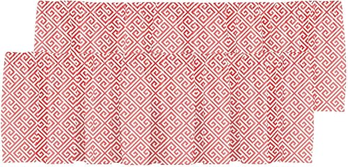 Cenefa de cortina opaca con patrón de llave griega rosa coral con bolsillo para barra, cortina corta para decoración de cocina, dormitorio, 52 x 18