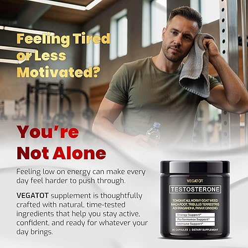 Miniatura 2 de VEGATOT Soporte Testo - Aumenta el rendimiento con Tongkat Ali, Panax Ginseng, raíz de maca, ashwagandha, tribulus - energía, resistencia, soporte