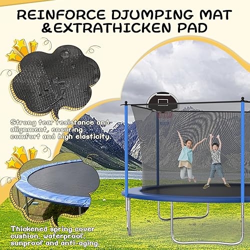 Miniatura 9 de Tranpoline - Tranpoline para exteriores de 16 pies, 14 pies, 12 pies, 10 pies, para niños y adultos, capacidad de peso de tranpoline de 300 a 1000
