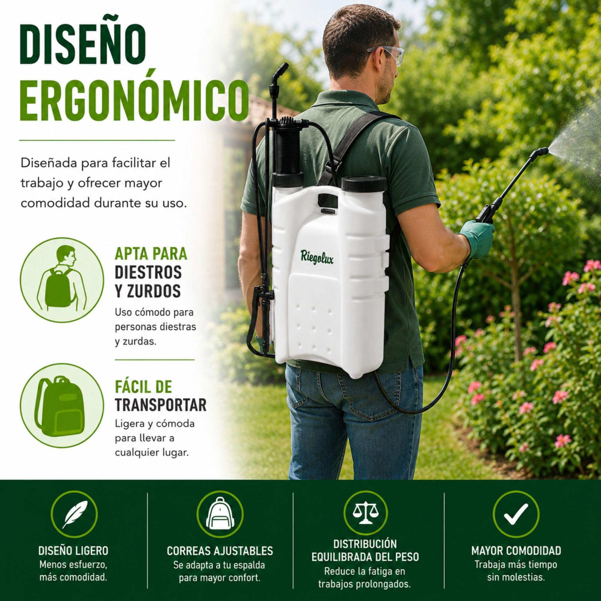 Riegolux 710098 Sulfatadora Tubon 12 l, Junta Viton