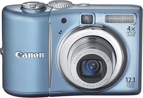 Canon PowerShot A1100IS Cámara digital de 12,1 MP con zoom estabilizado de imagen óptica 4x y pantalla LCD de 2,5 pulgadas (azul) (Modelo antiguo)