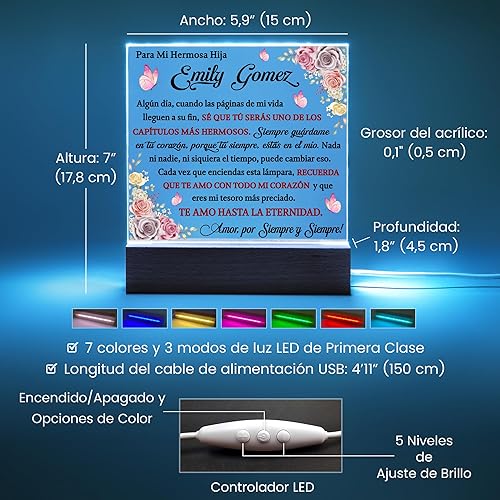 Miniatura 5 de Lampara De Amor Eterno Para Mi Hija En Español, Placa Personalizada De Graduación, Regalo De Graduación Para Mi Hija, Regalos De Graduación 2025