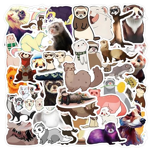 55Pcs Ferret Stickers Waterproof Vinyl Decals for Adult Teen Kids Cup Water Bottles Laptop Luggage Computer Mobile Phone Guitar Skateboard Decoration (Ferret) - Ferret