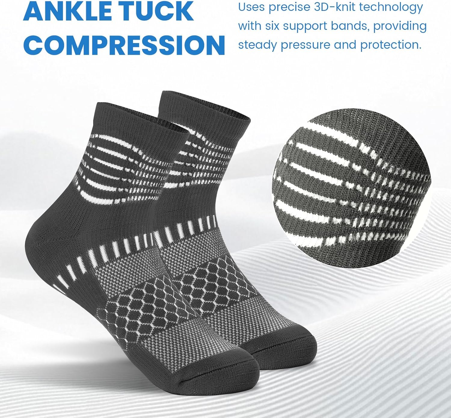 IRAMY Ankle Compression Socks for Women Men Plantar Fasciitis Relief 3/5 Pairs Cushioned Athletic Running Socks - Image 3