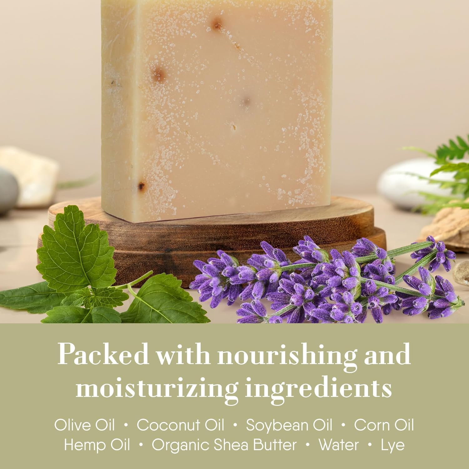 360Feel Lavender Patchouli Soap - Handcrafted Castile Soap Bar with Soothing Scent - Handmade with Essential Oils - Suitable Gift for Anniversaries, Weddings and Holiday Stockings - 4-Pack