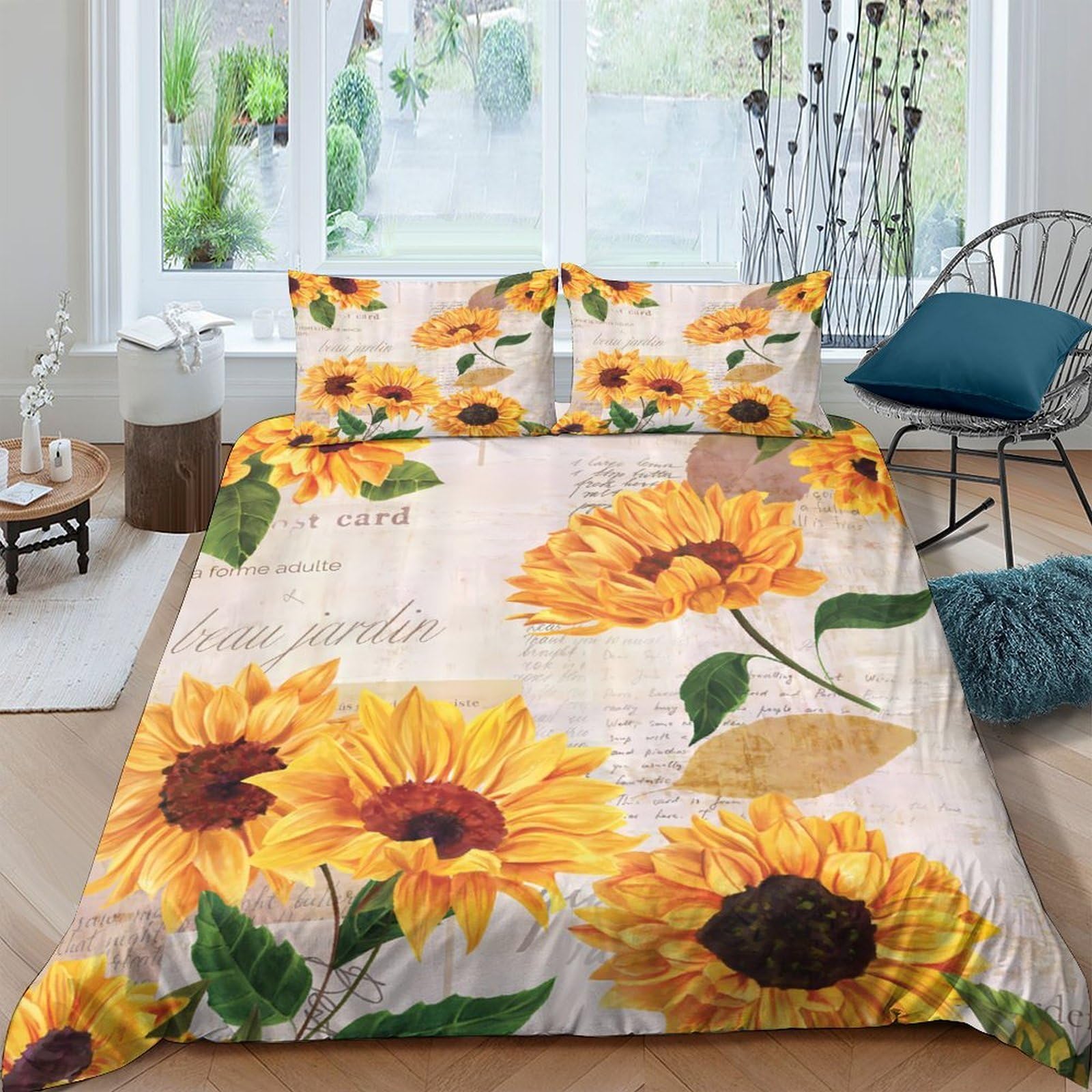 Ctjqhvkz Style-7 3D Printed Sunflower Bloom Fitted Sheet Microfiber Soft Floral Mattress Cover For Bedroom Guest Room Decor Single（135X200cm）