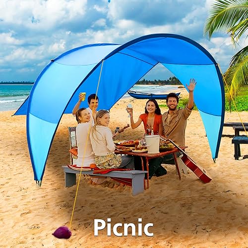 Miniatura 8 de Tienda de campaña de playa de diseño patentado de 10.5 x 11.5 pies, se adapta a 4-6 adultos, cubierta solar arcoíris, sombra al aire libre para