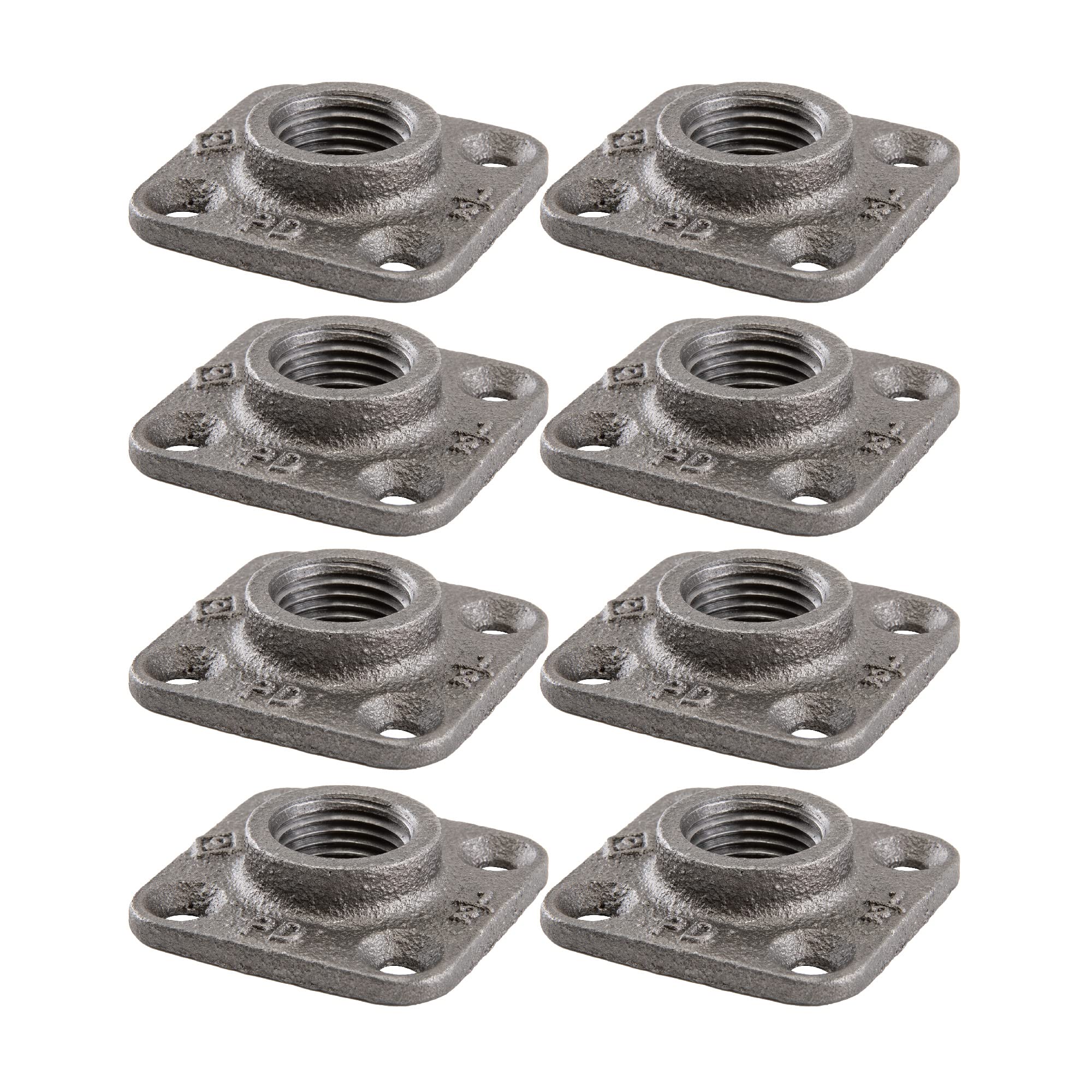 PIPE DECOR Brida de piso micro cuadrado de hierro negro de 1/2 pulgada (paquete de 8)