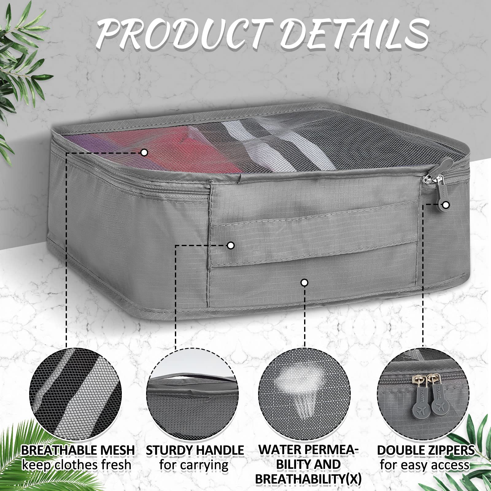Silkfly 12 Stück extra große, große und mittelgroße Packwürfel für Reisen, 3 verschiedene Größen, graue Gepäck-Organizer-Taschen, Rucksackreisen, Kleidungszubehör