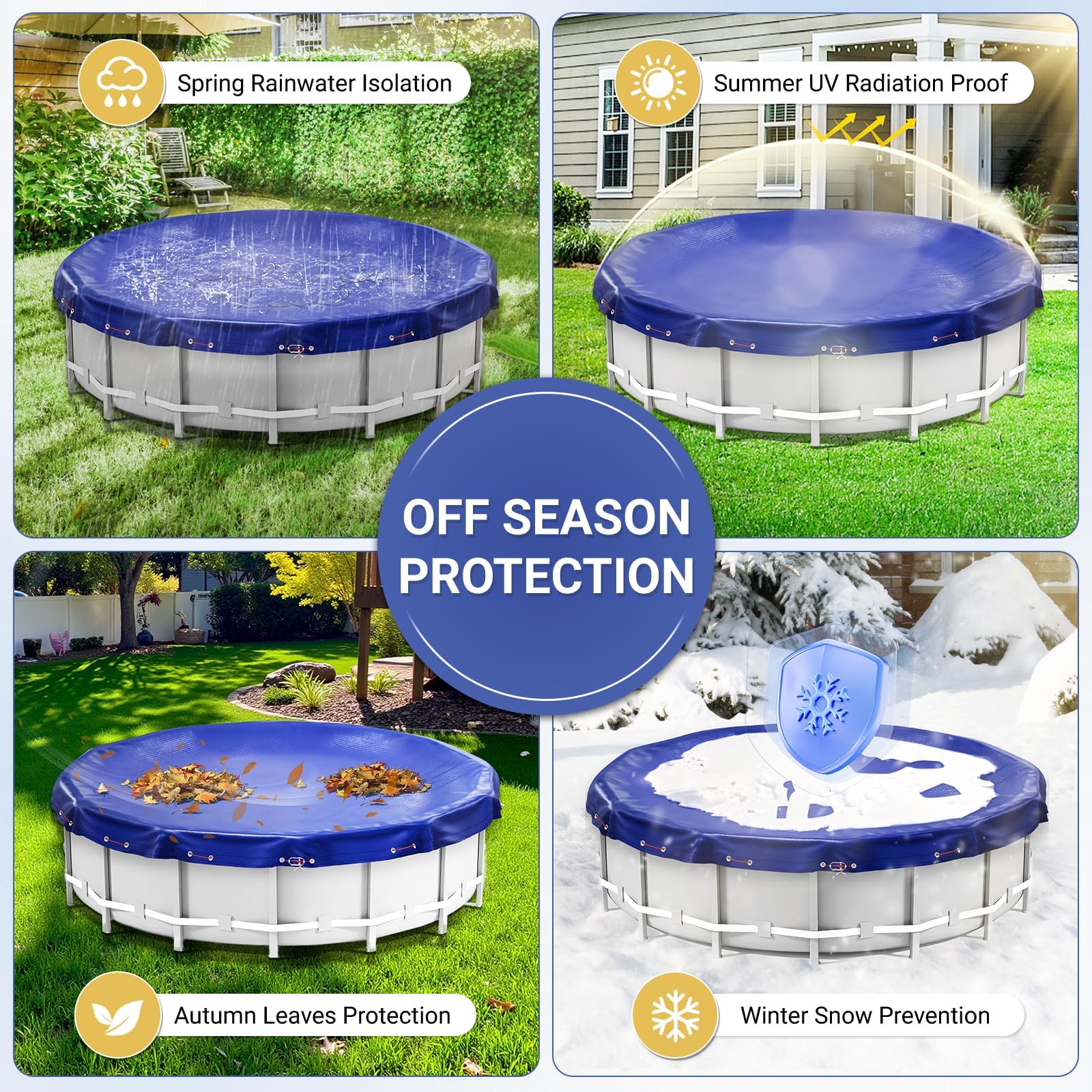 Bâche Ronde de 5,5 m pour Piscine Hors Sol, Ultra épaisse et Durable, résistante au Froid et aux UV, 5,5 m