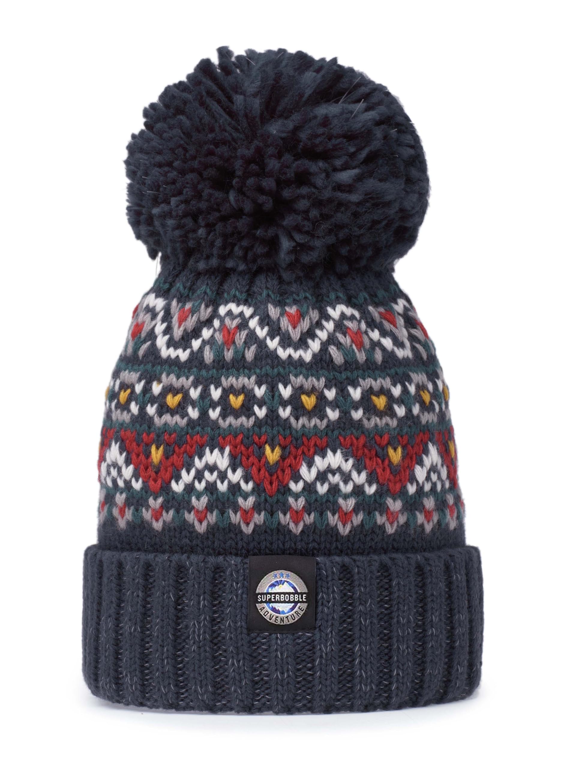 Superbobble Simon Wilson Navy Fairisle Knit Unisex Reflective Hat