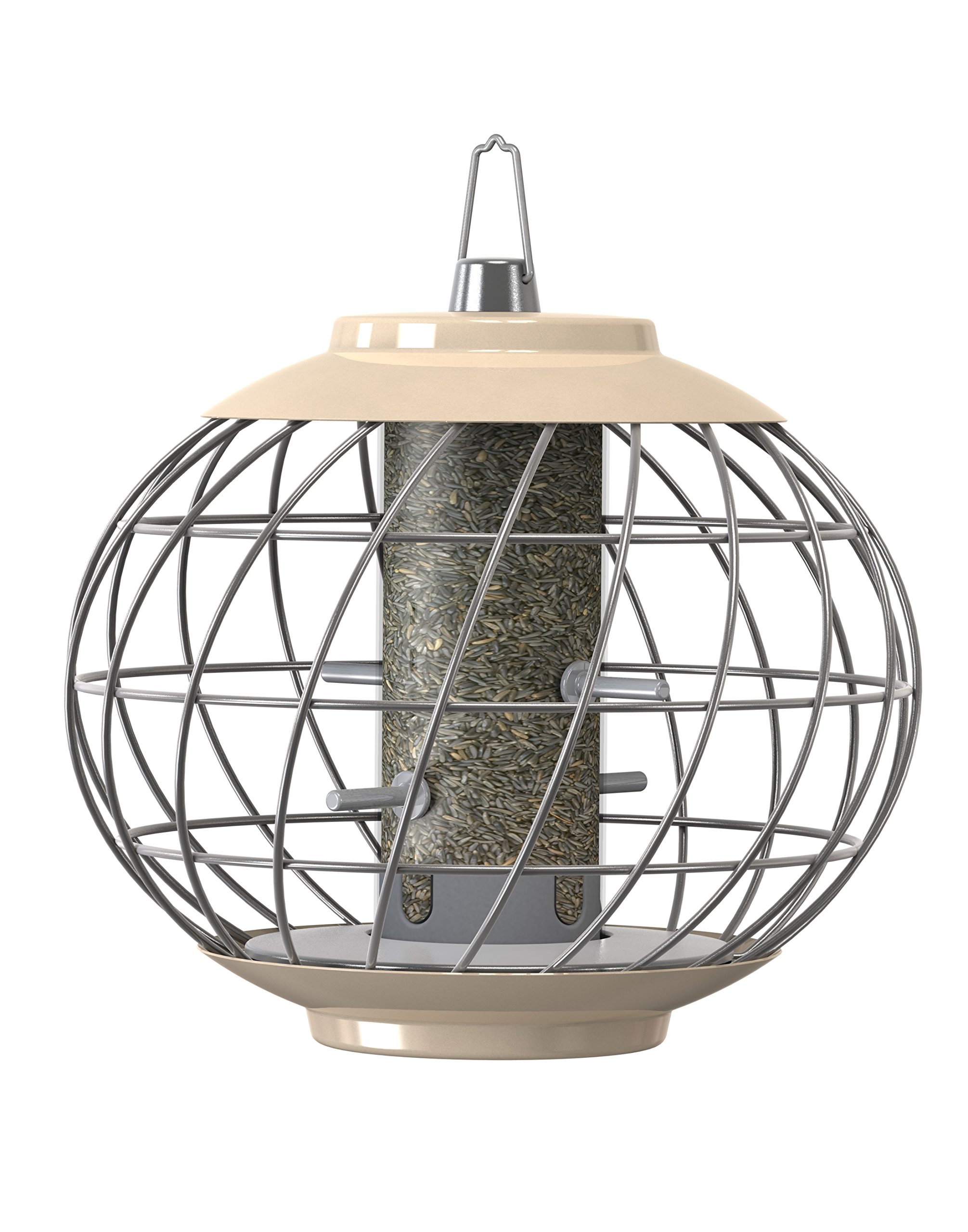 The NutteryHELJ02 Helix Nyjer Squirrel Proof Bird Feeder, Warm Cream